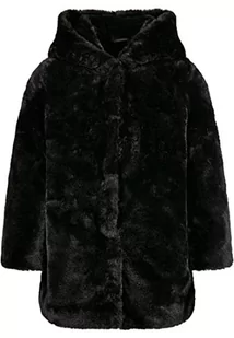 Urban Classics Dziewczęcy płaszcz Girls Hooded Teddy Coat, przytulna kurtka zimowa z kapturem, dostępny w 2 kolorach, rozmiary 110/116-158/164, czarny, 110/116 cm - Kurtki i płaszcze dla dziewczynek - miniaturka - grafika 1