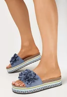 Klapki i japonki damskie - Niebieskie Klapki na Plecionej Platformie Tynleigh - miniaturka - grafika 1