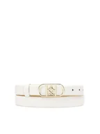 Paski - Biały pasek z oryginalną złotą klamrą - miniaturka - grafika 1