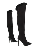 Kozaki damskie - Muszkieterki na szpilce czarne SY-13 black - ButyModne - miniaturka - grafika 1