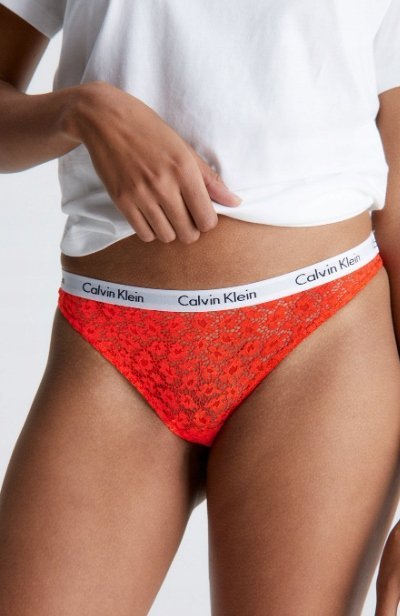 CALVIN CLEIN MAJTKI KORONKOWE CZRWONE BRAZYLIANY Z LOGO XS 2A1E4_E* TIA