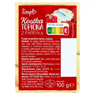 Simpl Produkt seropodobny kostka topiona z papryką 100 g - Sery - miniaturka - grafika 1