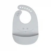 Śliniaki i fartuszki - Lassig Śliniak silikonowy z kieszonką Little Chums Mysz szary - miniaturka - grafika 1