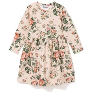 Sukienki - Sukienka bawełniana Flamingo Róże na beżu 140/146 - miniaturka - grafika 1