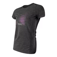 Koszulki sportowe damskie - Damska koszulka techniczna krótki rękaw Fitness Running Cardio Melange szary - miniaturka - grafika 1