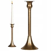 Świeczniki - ŚWIECZNIK METALOWY ZŁOTY 26cm metalowy kandelabr skandynawski do salonu - miniaturka - grafika 1