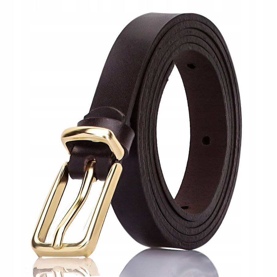 Elegancki skórzany brązowy PASEK DAMSKI GRACIO