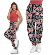 Spodnie damskie - Alladynki Luźne Spodnie Damskie Haremki ze Ściągaczami Zwiewne MORAJ L/XL - miniaturka - grafika 1