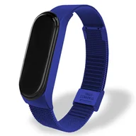 Akcesoria do pulsometrów i zegarków sportowych - PASEK, OPASKA METALOWA Z ZAPIĘCIEM do XIAOMI MI BAND 3/4 (niebieski) - miniaturka - grafika 1