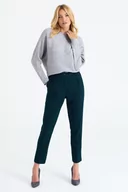 Spodnie damskie - Klasyczne spodnie w kratkę, czarno-zielone - Greenpoint - miniaturka - grafika 1