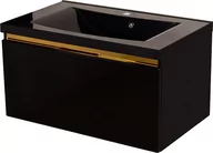 Szafki łazienkowe - Czarna szafka z czarną umywalką złoty uchwyt 80 cm seria Diamond Gold Gante C - miniaturka - grafika 1