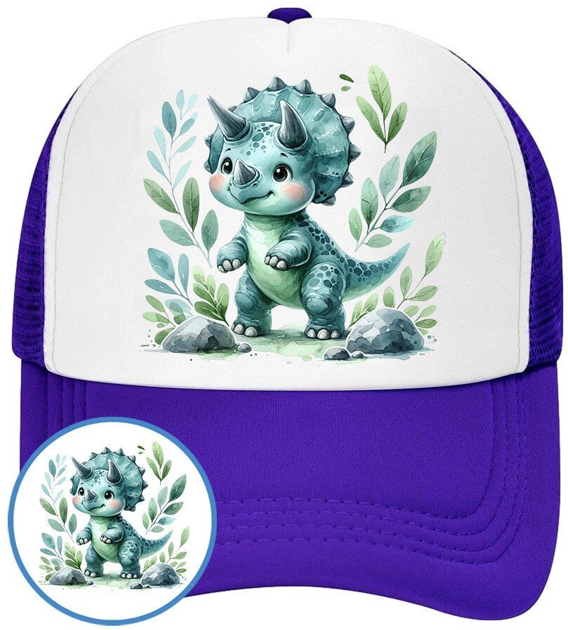 Czapka z Daszkiem Dinozaur Niebieska z Nadrukiem Na Lato Siatka Bejsbolówka