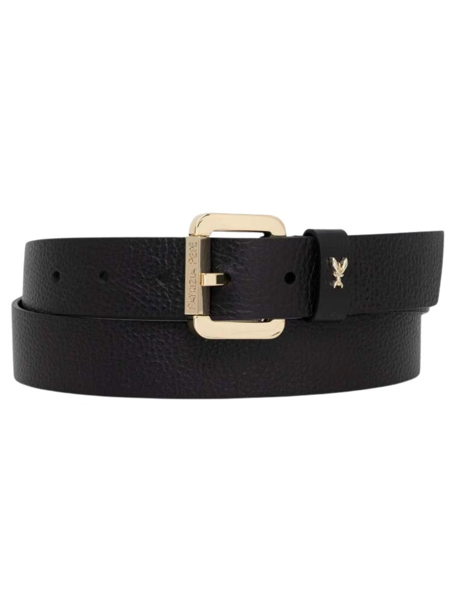 Pasek damski skórzany Patrizia Pepe CW8684 L001 czarny złoty - Belt: XS