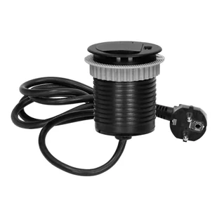 Gniazdo meblowe 6cm wpuszczane w blat z pokrywką, ładowarką USB i przewodem 1,9m, 1x2P+Z, 1xUSB, czarne, wersja Sch OR-AE-1373(GS)/B - Listwy zasilające - miniaturka - grafika 3
