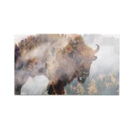 Deski do krojenia - Szklana deska kuchenna HOMEPRINT Żubr i mglisty las 60x52 cm - miniaturka - grafika 1