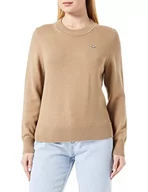 Swetry damskie - GANT Damski sweter ICON G Cotton C-Neck Pulower Dark Khaki, standardowy, khaki (Dark Khaki), XL - miniaturka - grafika 1