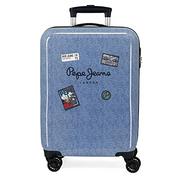 Walizki - Pepe Jeans Niebieska walizka cyfrowa 38 x 55 x 20 cm sztywna ABS kombinacja boczna 34 l 2 kg 4 podwójne koła wyposażenie ręczne - miniaturka - grafika 1