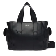 Torebki damskie - Torebka Calvin Klein Webbing Strap Small Tote LV04F3290G Czarny - miniaturka - grafika 1