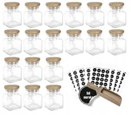 Pojemniki kuchenne - Słoik słoiki na przyprawy 120ml 24szt +192 naklejki W1 z drewnianym korkiem - miniaturka - grafika 1