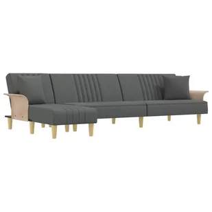 Sofa rozkładana L, ciemnoszara, 279x140x70 cm, tka - Narożniki - miniaturka - grafika 1