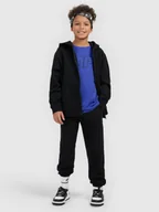 Bluzy dla chłopców - 4F Bluza dresowa rozpinana z kapturem chłopięca - czarna 128 (7-8 lat) - miniaturka - grafika 1