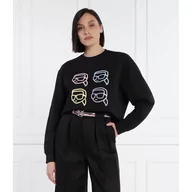 Bluzy damskie - Karl Lagerfeld Bluza ikonik 2.0 | Oversize fit - miniaturka - grafika 1
