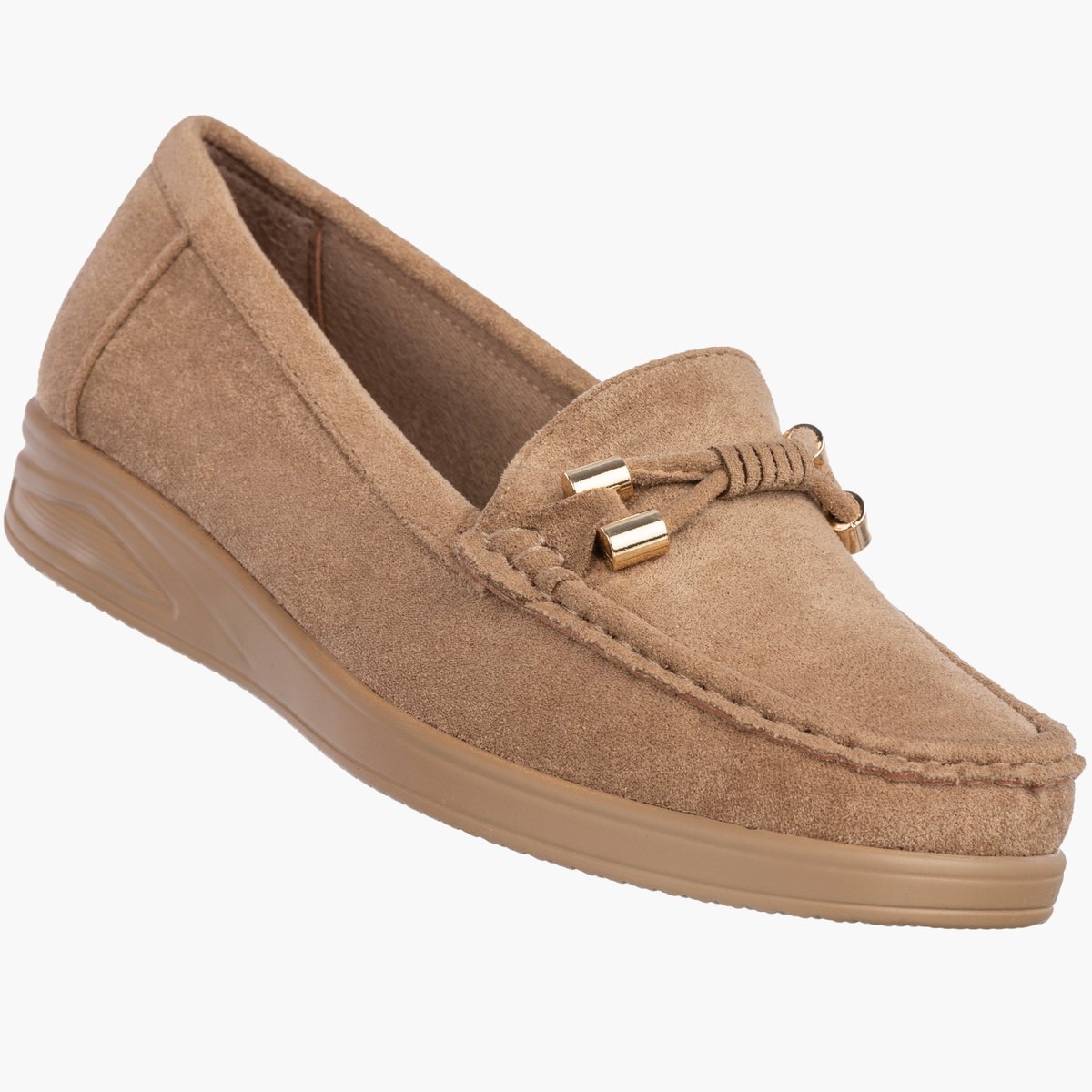 Mokasyny Damskie Buty Wsuwane Półbuty Skórzana Wkładka Beżowe Beżowy 39