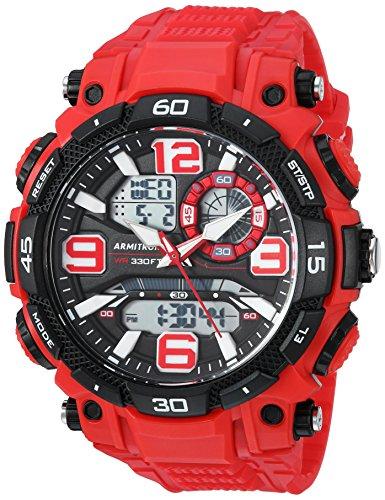 Armitron Sport Męski analogowo-cyfrowy chronograf żywiczny pasek zegarek, Czerwony, pasek