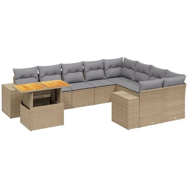 Zestaw mebli ogrodowych modułowych, beżowy, rattan PE, wymiary 62x62x69 c