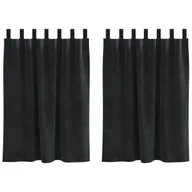 Zasłony - vidaXL Zasłony Czarny Poliester 140 x 140 cm Zasłony blackout - miniaturka - grafika 1