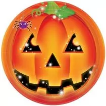 Amscan Talerzyki papierowe Dynia Halloween 23 cm 8 szt. - Dekoracje i nakrycia stołu na imprezę - miniaturka - grafika 1