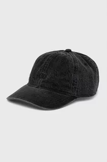 Czapki męskie - Lee czapka z daszkiem jeansowa kolor czarny gładka - grafika 1