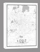 Obrazy i zdjęcia - Łódź mapa czarno biała - obraz na płótnie Wymiar do wyboru: 40x50 cm - miniaturka - grafika 1