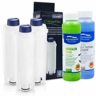 Zestaw Do Delonghi, Filtr DLSC002 3 szt, Aqualogis Verde 250ml, Aqualogis Latteo 250ml - Akcesoria i części do ekspresów do kawy - miniaturka - grafika 1