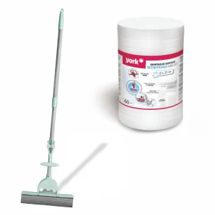 York Mop gąbkowy do mycia podłóg SATURN + kij teleskopowy + Chusteczki nawilżane antybakteryjne LONG LIFE Tuba oficjalny sklep internetowy 5903355140542 - Miotły, szufle, mopy - miniaturka - grafika 1