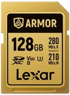 Karty pamięci - Lexar SDXC ARMOR Gold UHS-II U3, Stainless Steel, IP68 R280/W210 (V60) 128GB - miniaturka - grafika 1