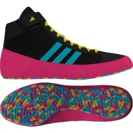 Kimona, stroje i obuwie - Adidas Buty Zapaśnicze Bokserskie Havoc II Black/Cyan/Pink - miniaturka - grafika 1