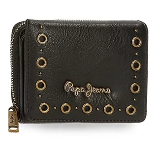 Portfele - Pepe Jeans Camper portfel z torebką, czarny, 10 x 8 x 3 cm, skóra PU, czarny/biały, portfel z portfelem, czarny/biały, Portfel z portfelem - grafika 1