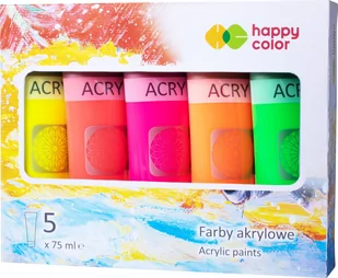 Zestaw Farb Akrylowych 5 Szt X 75 Ml Mix Fluo Happy Color - Farby i media malarskie - miniaturka - grafika 1