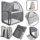 Transportery dla kotów - PLECAK TRANSPORTER TORBA DLA KOTA PSA Z SIATKI W PEŁNI WENTYLOWANY SKŁADANY - miniaturka - grafika 1
