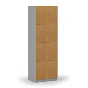 Drewniana szafka skrytkowa, 8 schowków, zamek cylindryczny, szary/buk - Szafki biurowe - miniaturka - grafika 1
