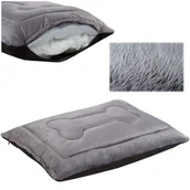 Legowiska dla psów - Legowisko poducha dla psa Welsti szara futerko kość M 70x50 wigofil - miniaturka - grafika 1