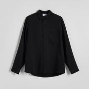 Koszule męskie - Reserved - Koszula comfort fit z lyocellem - Czarny - miniaturka - grafika 1