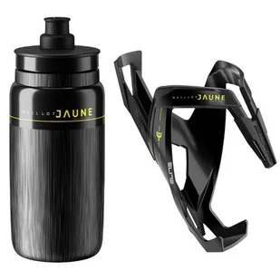 Zestaw ELITE Koszyk Custom Race Plus + Bidon Fly Tex Maillot Jaune 550ml Czarny - Shakery i bidony sportowe - miniaturka - grafika 1