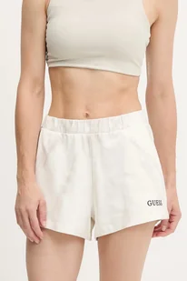 Guess szorty damskie kolor beżowy wzorzyste medium waist V5GD11 KCRQ0 - Spodnie sportowe damskie - miniaturka - grafika 1