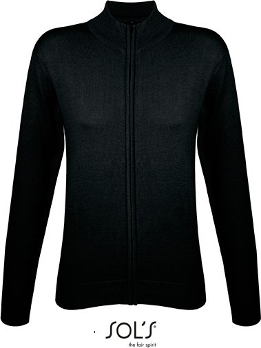 SOLS Damski Kardigan Zapinany Na Zamek Dzianinowy Gordon 00550 Schwarz Czarny XL