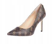 Czółenka - GUESS CZÓŁENKA DAMSKIE NA SZPILCE WZÓR LOGO BRĄZOWE 40 GPG - miniaturka - grafika 1