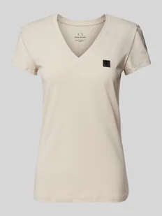 T-shirt z dekoltem w serek - Koszulki i topy damskie - miniaturka - grafika 1