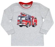 Bluzki damskie - Bluzka Chłopięca ze Strażą Pożarną bawełniana szara polski producent REVAJ 116 - miniaturka - grafika 1