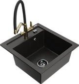 Zlewozmywaki z baterią - Mexen Vito zlewozmywak granitowy 1-komorowy z baterią kuchenną Duo, czarny/złoty metalik - 6503-75-671701-57-B - miniaturka - grafika 1